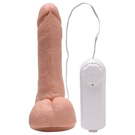 PÊNIS REALÍSTICO COM VENTOSA E VIBRADOR - 17,5 X 3,8 CM - COR BEGE