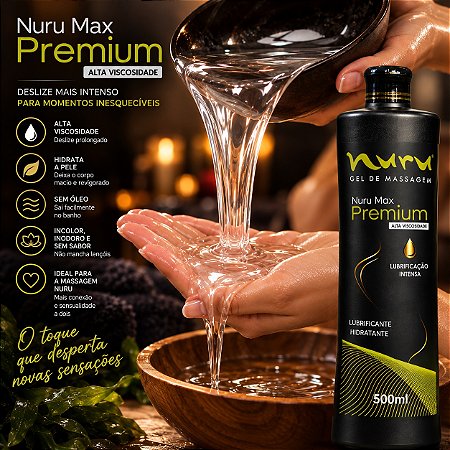 Nuru Premium Max 500ml — Gel de Massagem Japonesa Corpo a Corpo, Alta Viscosidade
