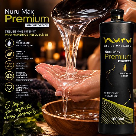 Nuru Premium Max 1 Litro — Gel de Massagem Japonesa Corpo a Corpo, Alta Viscosidade