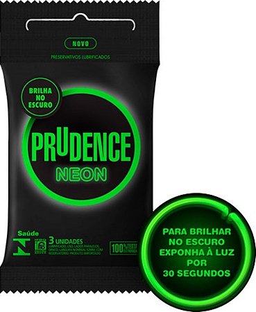 Preservativo camisinha prudence neon brilha no escuro - fosforescente - 3uni