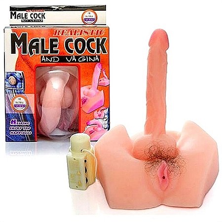 BAILE MALE COCK AND VAGINA - Masturbardor hermafrodita  vagina com pelos pênis rotativo vibratório em cyber skin -  2kg