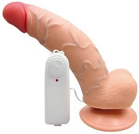 REAL PETER CURVO - PÊNIS REALÍSTICO COM VIBRADOR E VENTOSA 17X3.5CM - COR BEGE