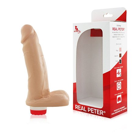 REAL PETER GALÃ - Pênis realístico vibrador 14x5cm - COR BEGE