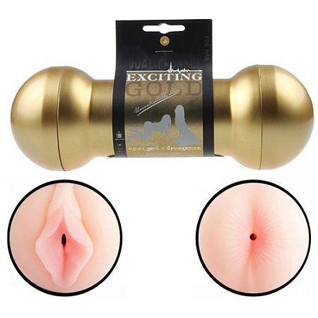 MASTURBADOR duplo HALTERES SIMULADOR SEXO ANAL E VAGINAL - 22 X 7 cm