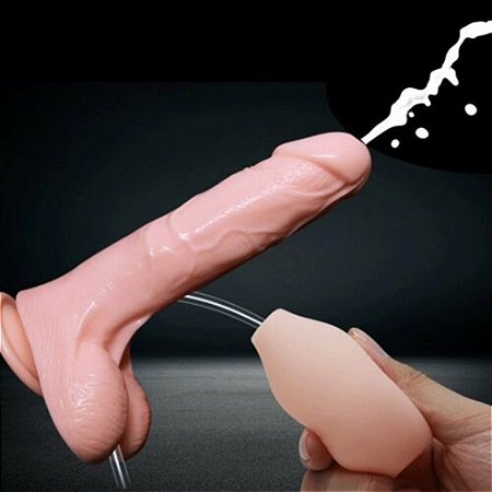 BAILE WATER SPRAY - PÊNIS EJACULADOR REALÍSTICO COM VENTOSA, VIBRO MULTIVELOCIDADE E SIMULAÇÃO DE EJACULAÇÃO COM SISTEMA DE BOMBEAMENTO - 19,5 X 4 CM