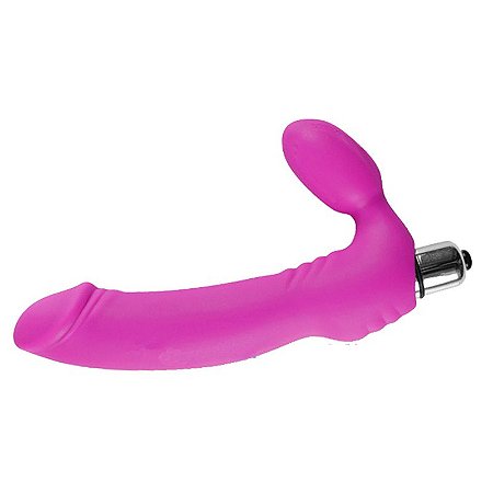 STRAPLESS PROSTATE MASSAGER - ESTIMULADOR DE PRÓSTATA E PERÍNEO EM SILICONE COM 10 MODOS DE VIBRAÇÕES E PODE SER USADO COMO STRAP ON - 14,9 X 3 CM | COR: ROXO/ROSA