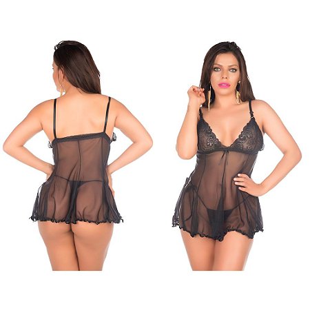 Camisola Daí sensual renda  - cor preta