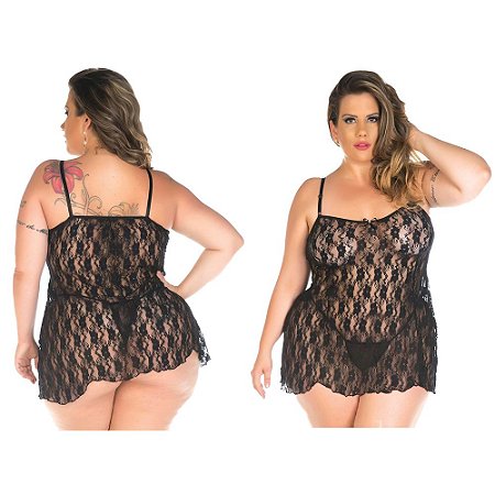 Camisola gigi plus size  preto