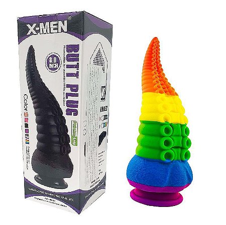 X-MEN BUTT PLUG OCTOPUS - PÊNIS REALÍSTICO FORMATO DE TENTÁCULO DE POLVO COM VENTOSA 23X8CM - COR COLORIDO