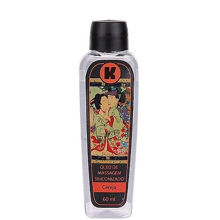 Óleo de massagem siliconizado provoca leve aquecimento relaxante - 60ml - fragrância cereja
