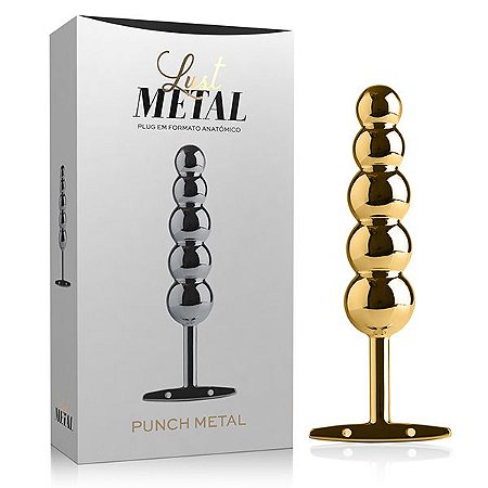 LUST METAL PLUG PUNCH - PLUG ANAL COM PUXADOR - COR DOURADA