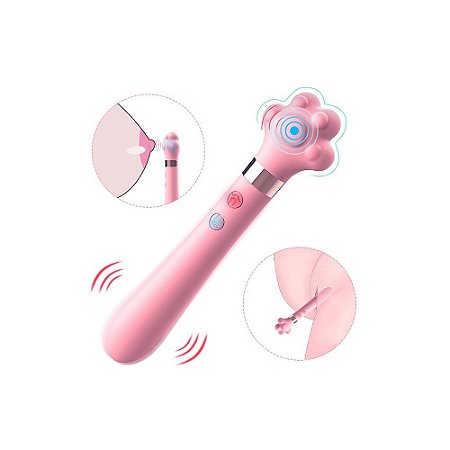 S-HANDE MEOW - PATA DE GATO VIBRADOR E MASSAGEDOR RECARREGÁVEL FORTE DE PONTO G E CLITÓRIS - 21CM