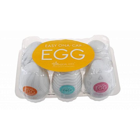 EGG MAGICAL KISS - EASY ONA CAP - MASTURBADOR MASCULINO EM FORMATO DE OVO - CAIXA COM 6 UNIDADES