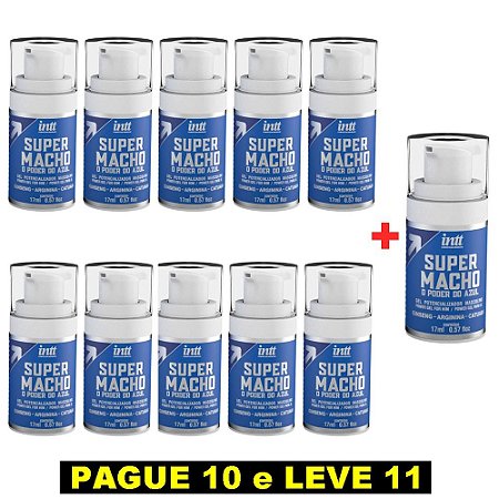 INTT SUPER MACHO - GEL POTENCIALIZADOR MASCULINO COM O PODER DO AZUL - 17 ML - KIT COM 11 UNIDADES