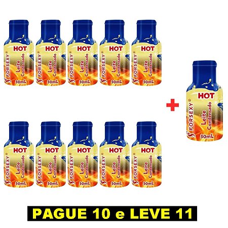 FORSEXY GEL HOT COMESTÍVEL - LEITE CONDENSADO - 30ML - KIT COM 11 UNIDADES