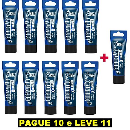 FORSEXY GIGANTÃO EXTRA HARD - GEL EXCITANTE MASCULINO - MAIS VOLUME E MAIS POTÊNCIA - 18G - KIT COM 11 UNIDADES