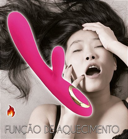 Vibrador duplo motor com aquecimento em silicone cirúrgico usb