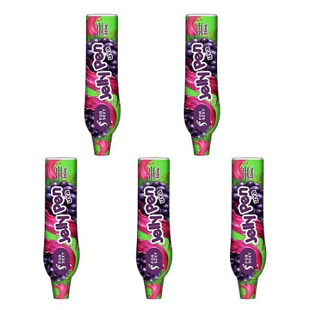 FORSEXY JELLY PEN - CANETA COMESTÍVEL - SABOR UVA - 35ML - KIT COM 05 UNIDADES