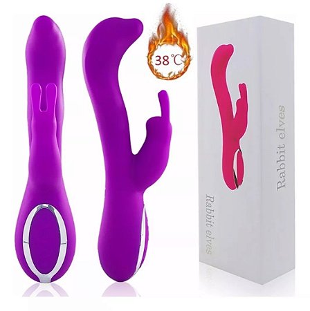 Rabbit Elves - Vibrador recarregável de ponto G estimulador clitoriano, 10 modos de vibração e sistema de auto aquecimento - 20 x 3 cm | cor: roxo