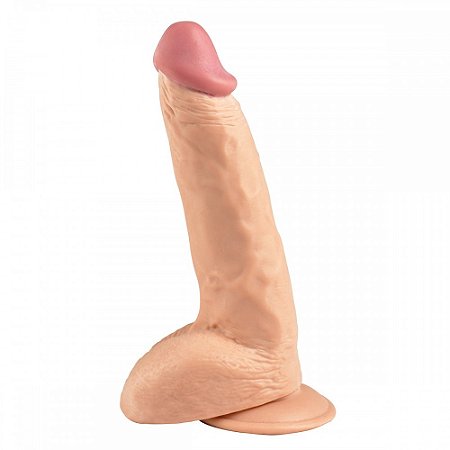 LIFELIKE REALISTIC DILDO - PÊNIS REALÍSTICO EM CYBER SKIN COM VENTOSA 23x4CM - COR BEGE