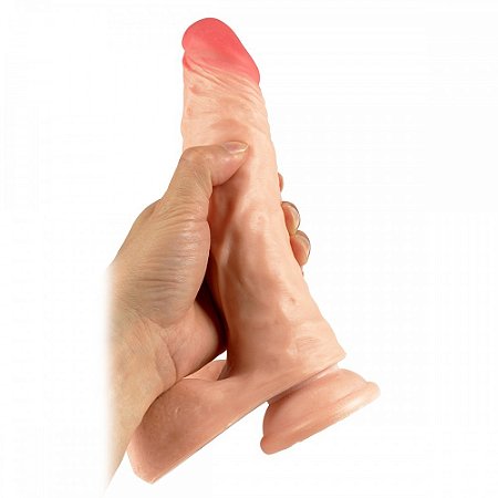 LIFELIKE REALISTIC DILDO - PÊNIS REALÍSTICO EM CYBER SKIN COM VENTOSA 21x4CM  - COR BEGE