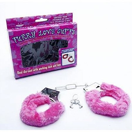 Algemas Reguláveis com Chaves e Pelúcia Hand Cuffs - cor rosa