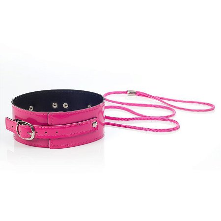 coleira de sexy shop em vinil - cor rosa