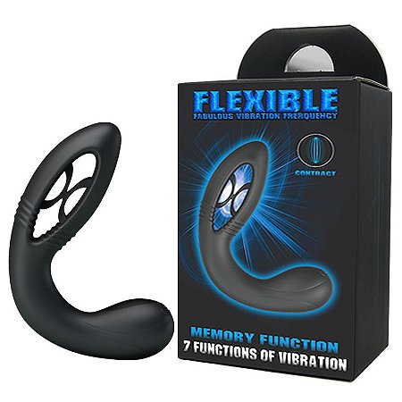 FLEXIBLE - MASSAGEADOR DE PRÓSTATA FLEXÍVEL COM ESTIMULADOR DE PERÍNEO E 7 MODOS DE VIBRAÇÃO - 12,5 X 4 CM