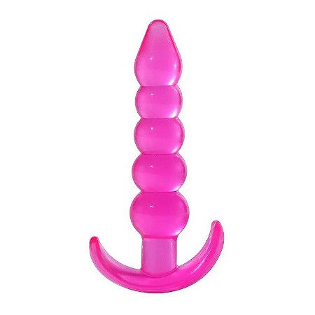 PLUG ANAL EM SILICONE MACIO ESCALONADO 11,5x3cm -  COR: ROSA