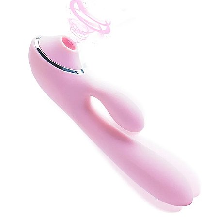 DIBE - VIBRADOR PARA CASAL COM SUGADOR DE CLITÓRIS - COR: ROSA