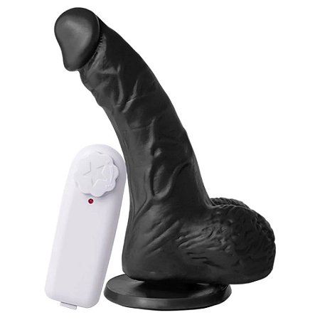MON PLAISIR - Pênis de borracha realístico curvo com vibrador e ventosa para fixação - 16,3 X 4,5 Cm - cor preta