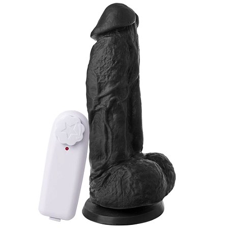 MON PLAISIR - Pênis de borracha realístico com vibrador e ventosa para fixação - 18 X 4cm - cor preta