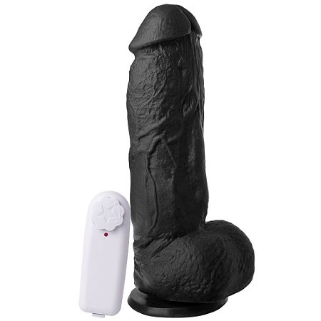 MON PLAISIR - Pênis de borracha realístico com vibrador e ventosa para fixação - 22 X 5cm - cor preta