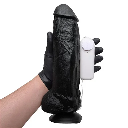 HUMILDE - PÊNIS DE BORRACHA SILICONE COM VIBRADOR E VENTOSA 23,3 X 5,6 CM - COR PRETA