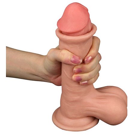 SI SLIDING SKIN 7.8'' - PRÓTESE REALÍSTICA BELISCÁVEL COM GLANDE DEFINIDA, VÉRTEBRA, VEIAS SUAVES, ESCROTO E VENTOSA - 19,5 X 4,5 CM