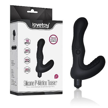 LOVETOY P-MOTION TEASER - ESTIMULADOR DE PRÓSTATA E PERÍNEO EM SILICONE COM 10 MODOS DE VIBRAÇÃO - 13 X 2,8 CM