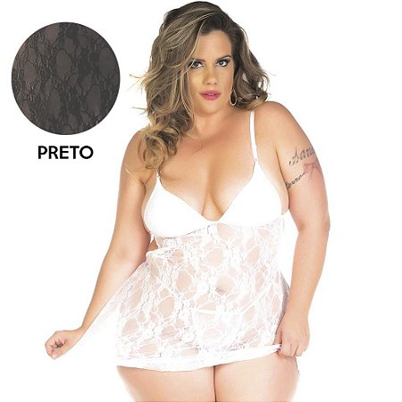 Camisola Sensual Jéssica plus size - Preta