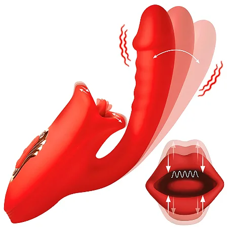 Mouth Shaped Lip Biting Vibrator With G Spot Vibrator - Vibrador recarregável em formato de boca com estimulador de ponto G