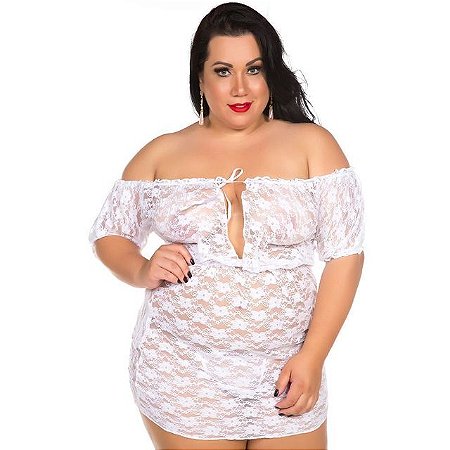 CAMISOLA SENSUAL PLUS SIZE CIGANINHA - COR BRANCA