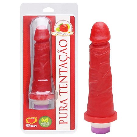 PÊNIS REALÍSTICO AROMÁTICO COM VIBRO DE MORANGO – 17,5X4,1CM