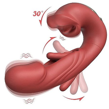 ALWUP Flapping & Vibrating & Licking Modes Tongue Toy - Vibrador de Ponto G e Clitóris com Boca e Dedilhar / Slap
