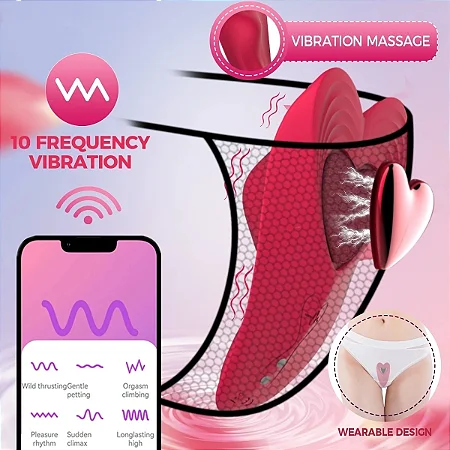 Red Heart - Vibrador de Calcinha com Imã Formato de Coração via Aplicativo