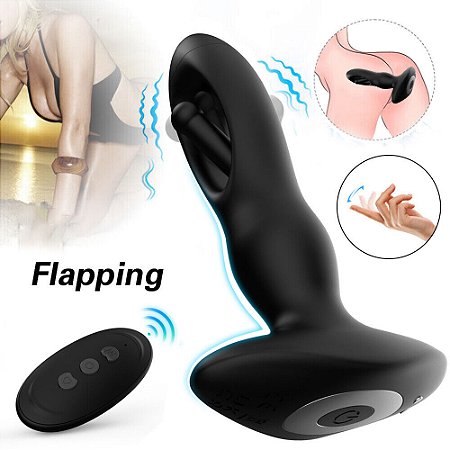 TAPPING BUTT PLUG FLAPPING & VIBRATING - PLUG ANAL RECARREGÁVEL COM VIBRADOR E CONTROLE REMOTO SEM FIO