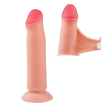 MR SWITCH SUPER REAL CYBER - PÊNIS REALÍSTICO DUPLA CAMADA BELISCÁVEL VENTOSA REMOVÍVEL - 16x4cm