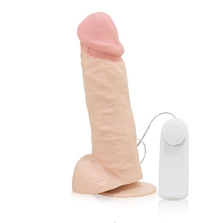 REAL PETER ROCCO - PÊNIS REALÍSTICO COM VIBRADOR E VENTOSA 22.5X6CM - COR BEGE