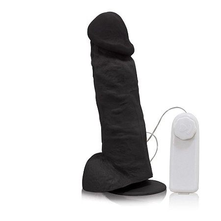 REAL PETER ROCCO - PÊNIS REALÍSTICO COM VIBRADOR E VENTOSA 22.5X6CM - COR PRETA