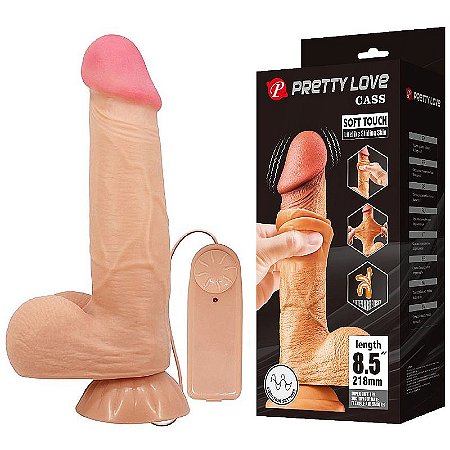 PRETTY LOVE CASS SLIDING SKIN SERIES 8'5 - PÊNIS REALÍSTICO DUPLA CAMADA BELISCÁVEL COM VIBRADOR - 21.8X4.6cm - COR BEGE