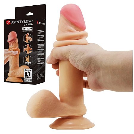 PRETTY LOVE CREEL SLIDING SKIN SERIES 8'1 - PÊNIS REALÍSTICO DUPLA CAMADA BELISCÁVEL - 20x4,4cm - cor bege