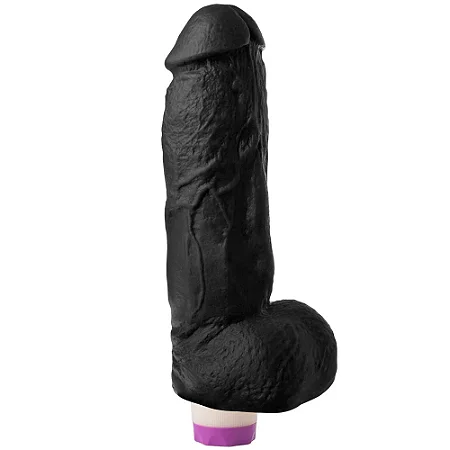 MON PLAISIR - Pênis de borracha realístico com vibrador - 21,5 X 5Cm - cor preta