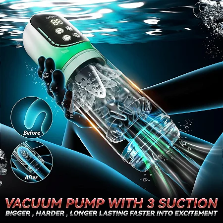 Automatic Male Masturbator - 2 EM 1 MASTURBADOR E BOMBA PENIANA RECARREGÁVEL COM SUCÇÃO E MOVIMENTO DE ROTAÇÃO